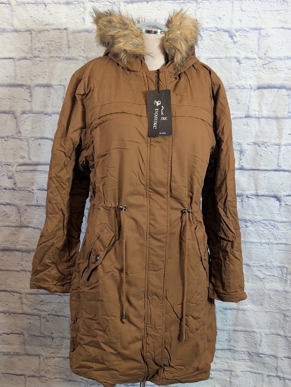 NWT UOIUXC Camel Tan Parka w/ Faux Fur Hood - Women's Large